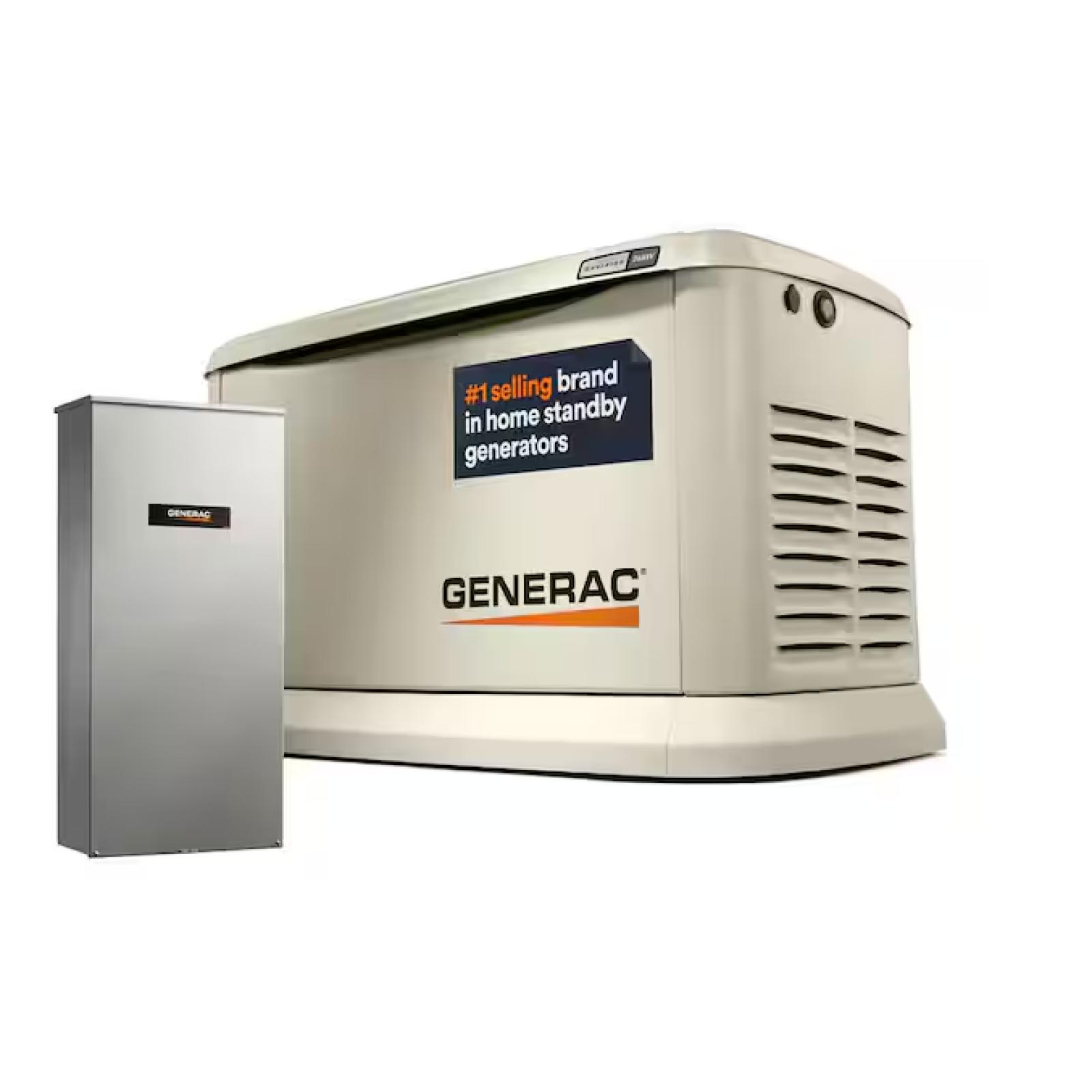 DALLAS LOCATION - Generac 26,000 Watt - Dual Fuel Air- Cooled Whole House Home Standby Generator, Smart Home Monitoring & 200-AMP Transfer Switch