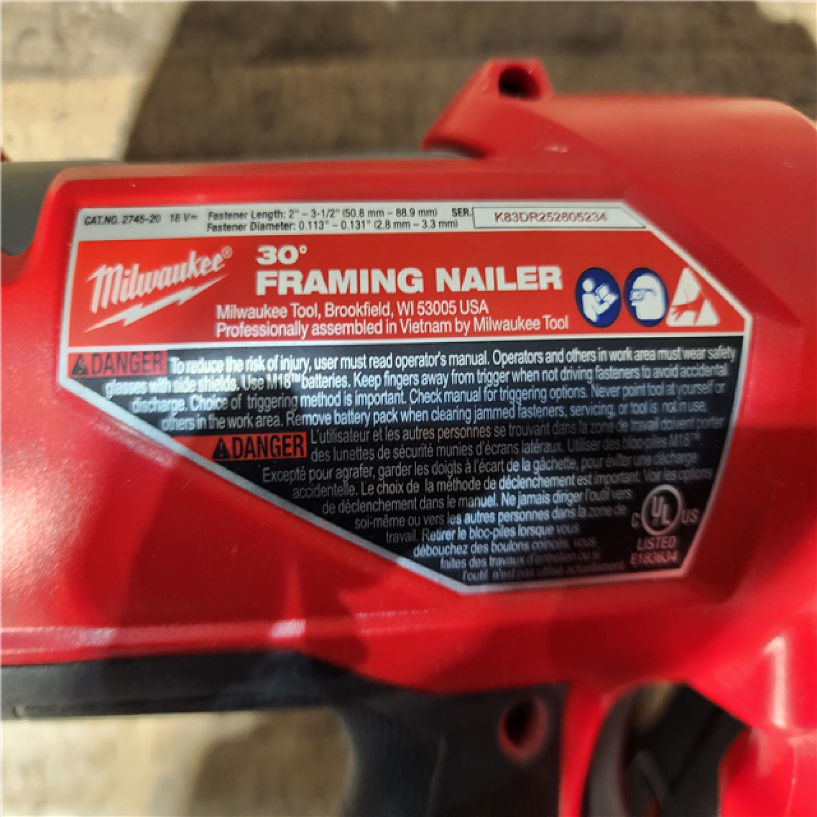 HOUSTON LOCATION - AS-IS Milwaukee FUEL 3-1/2 in. 18-Volt 30-Degree Lithium-Ion Brushless Cordless Framing Nailer (Tool-Only)