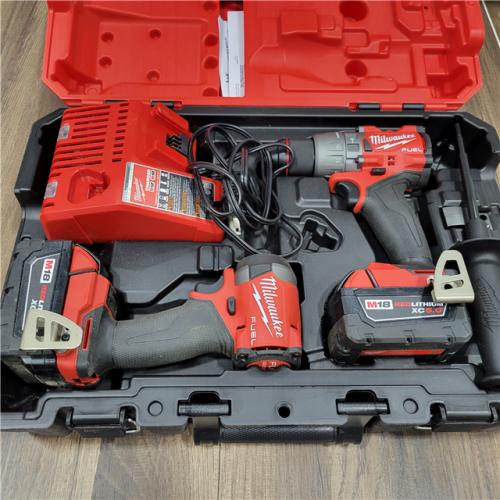 AS-IS  MILWAUKEE M18 FUEL 18V Lithium-Ion Brushless Cordless Hammer Drill and Impact Driver Combo Kit (2-Tool) with 2 Batteries