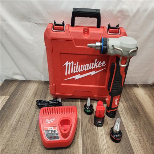 AS-IS- Milwaukee M12 12V Lithium-Ion Cordless PEX Expansion Tool Kit with (2) 1.5 Ah Batteries  (3) Expansion Heads and Hard Case