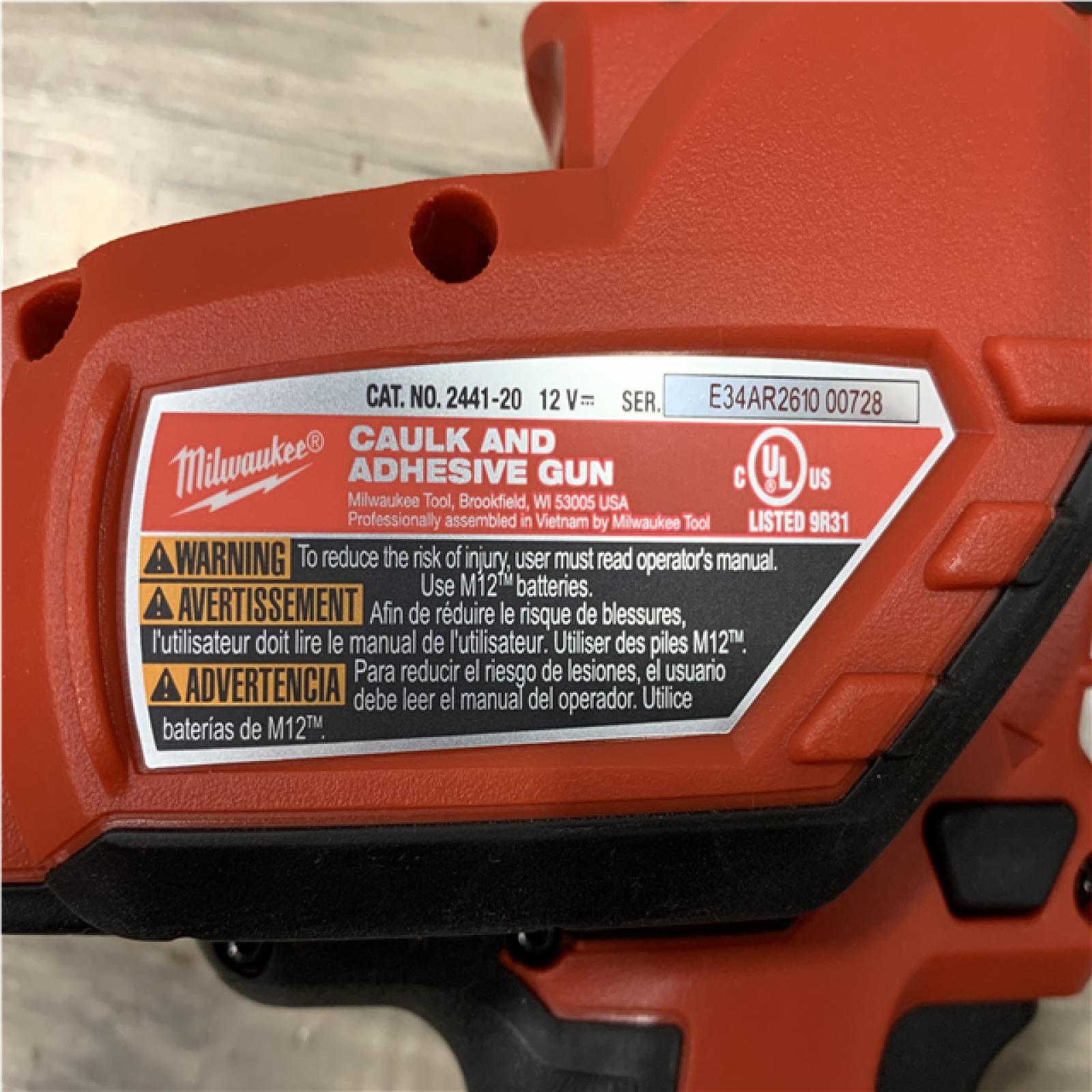 AS-IS Milwaukee 12V Lithium-Ion Cordless 10 oz. Adhesive and Caulk Gun (Tool-Only)