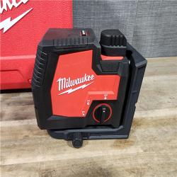 HOUSTON LOCATION - AS-IS MILWAUKEE 100 Ft. REDLITHIUM Lithium-Ion USB Green Rechargeable Cross Line Laser Level with Charger