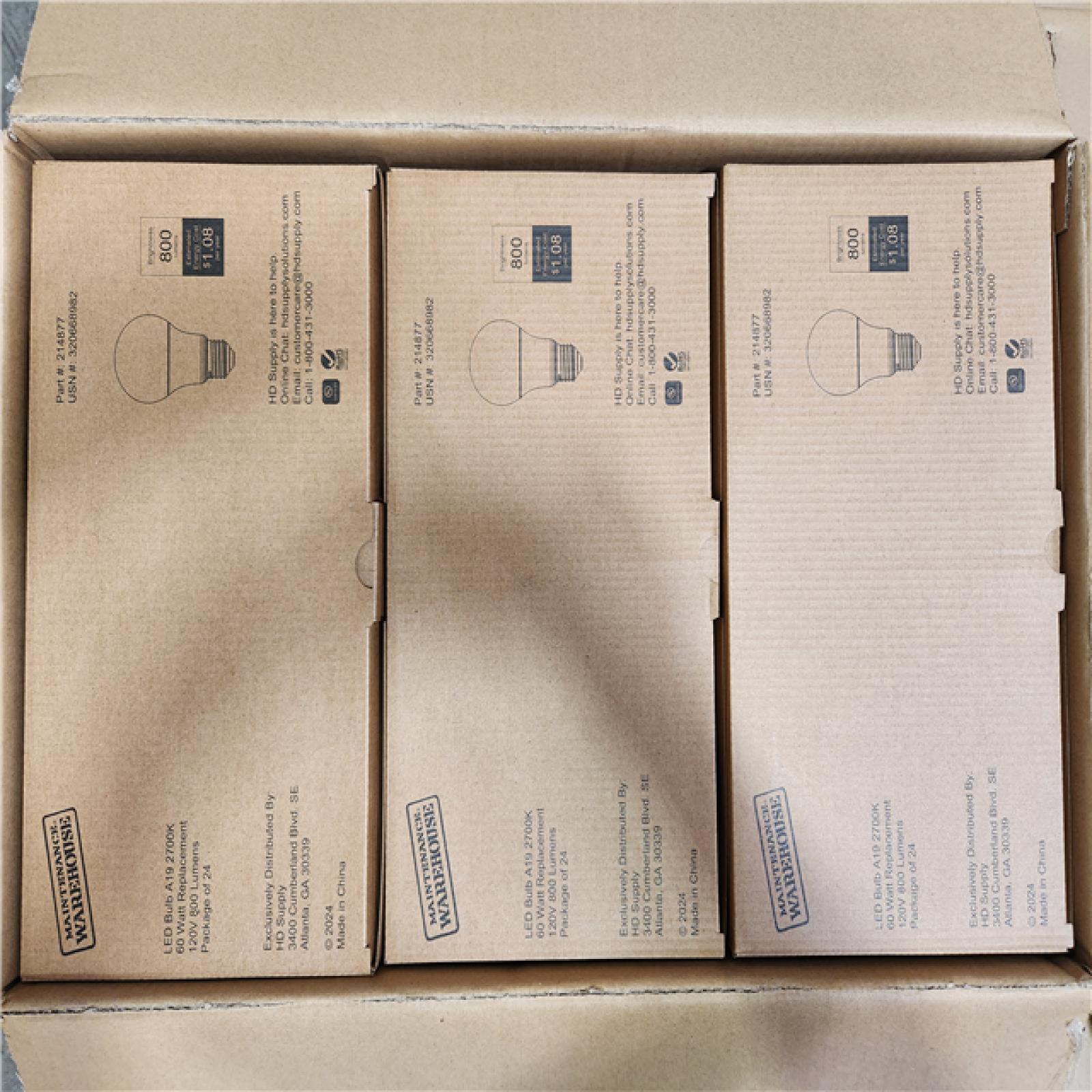Phoenix Location NEW LED Bulb A19 2700K, 60 Watt Replacement 120V 800 Lumens Package of 24 (17 Cases)