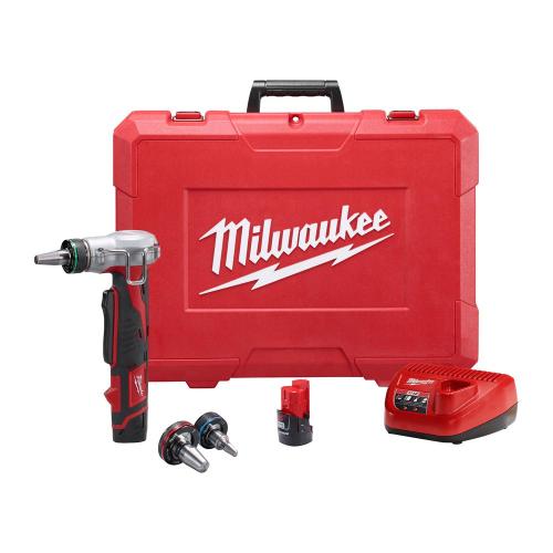 AS-IS Milwaukee M12 12-Volt Lithium-Ion Cordless PEX Expansion Tool Kit with (2) 1.5 Ah Batteries, (3) Expansion Heads and Hard Case
