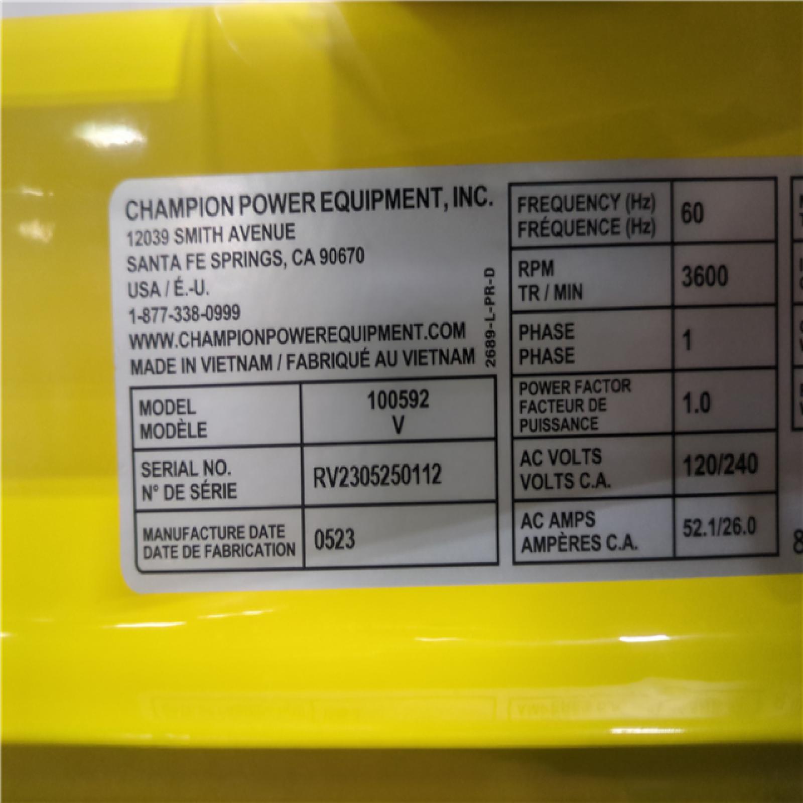 CALIFORNIA AS-IS CHAMPION PORTABLE POWER GENERATOR