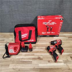 HOUSTON LOCATION - AS-IS Milwaukee FUEL 12-Volt Lithium-Ion Brushless Cordless Hammer Drill and Impact Driver Combo Kit