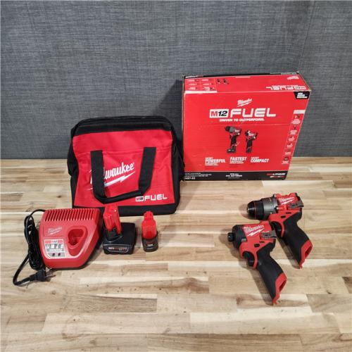 HOUSTON LOCATION - AS-IS Milwaukee FUEL 12-Volt Lithium-Ion Brushless Cordless Hammer Drill and Impact Driver Combo Kit