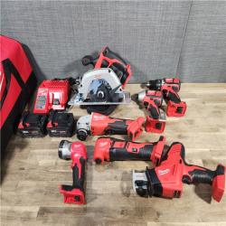 HOUSTON LOCATION - AS-IS Milwaukee M18 18-Volt Lithium-Ion Cordless Combo Kit 7-Tool with 2-Batteries, Charger and Tool Bag