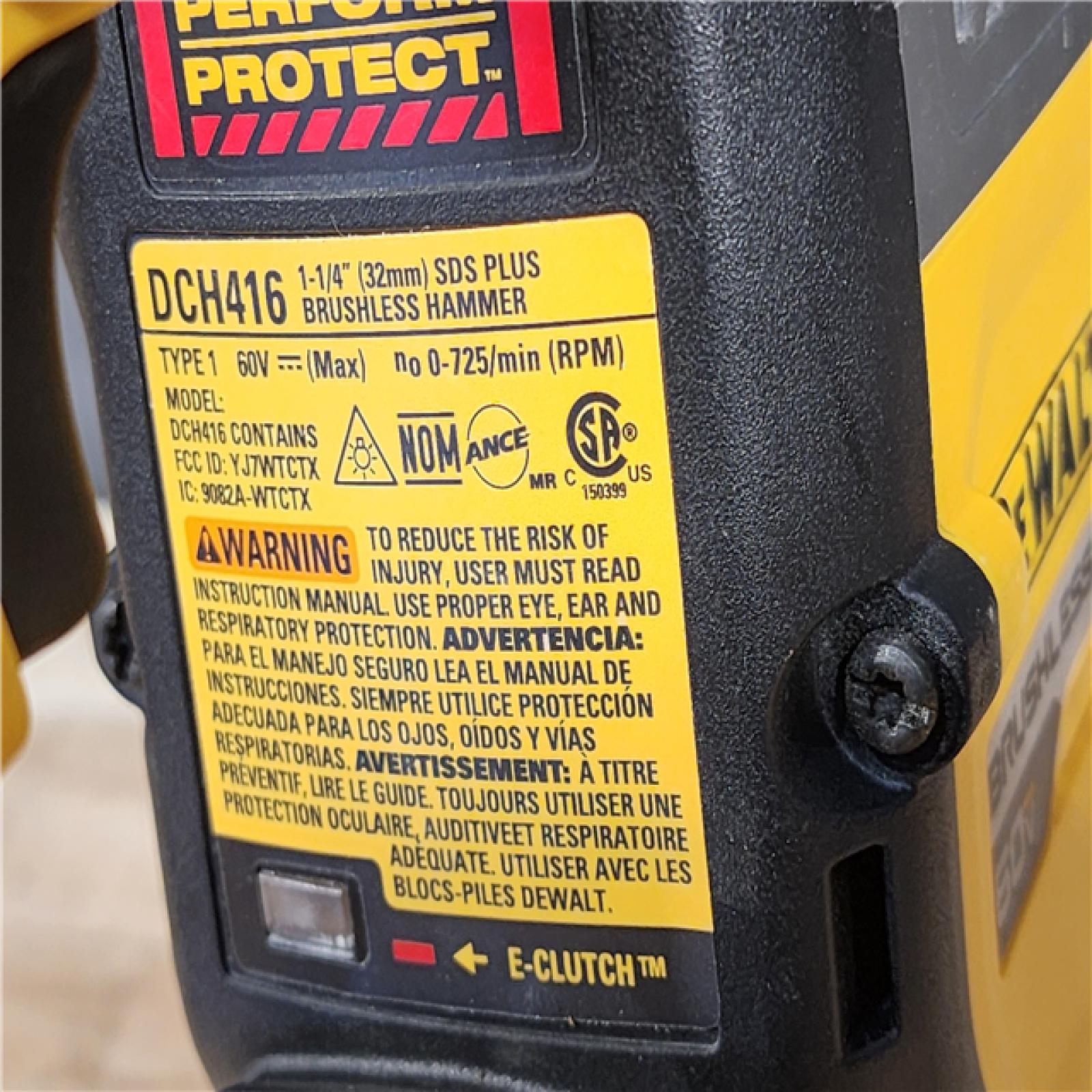 HOUSTON LOCATION - AS-IS DEWALT FLEXVOLT 60V MAX Cordless 1-1/4 in. SDS Plus Rotary Hammer (Tool Only)