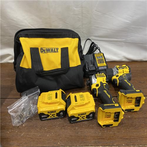 AS-IS DEWALT 20V MAX XR Hammer Drill and ATOMIC Impact Driver 2 Tool Cordless Combo Kit with (2) 4.0Ah Batteries, Charger, and Bag