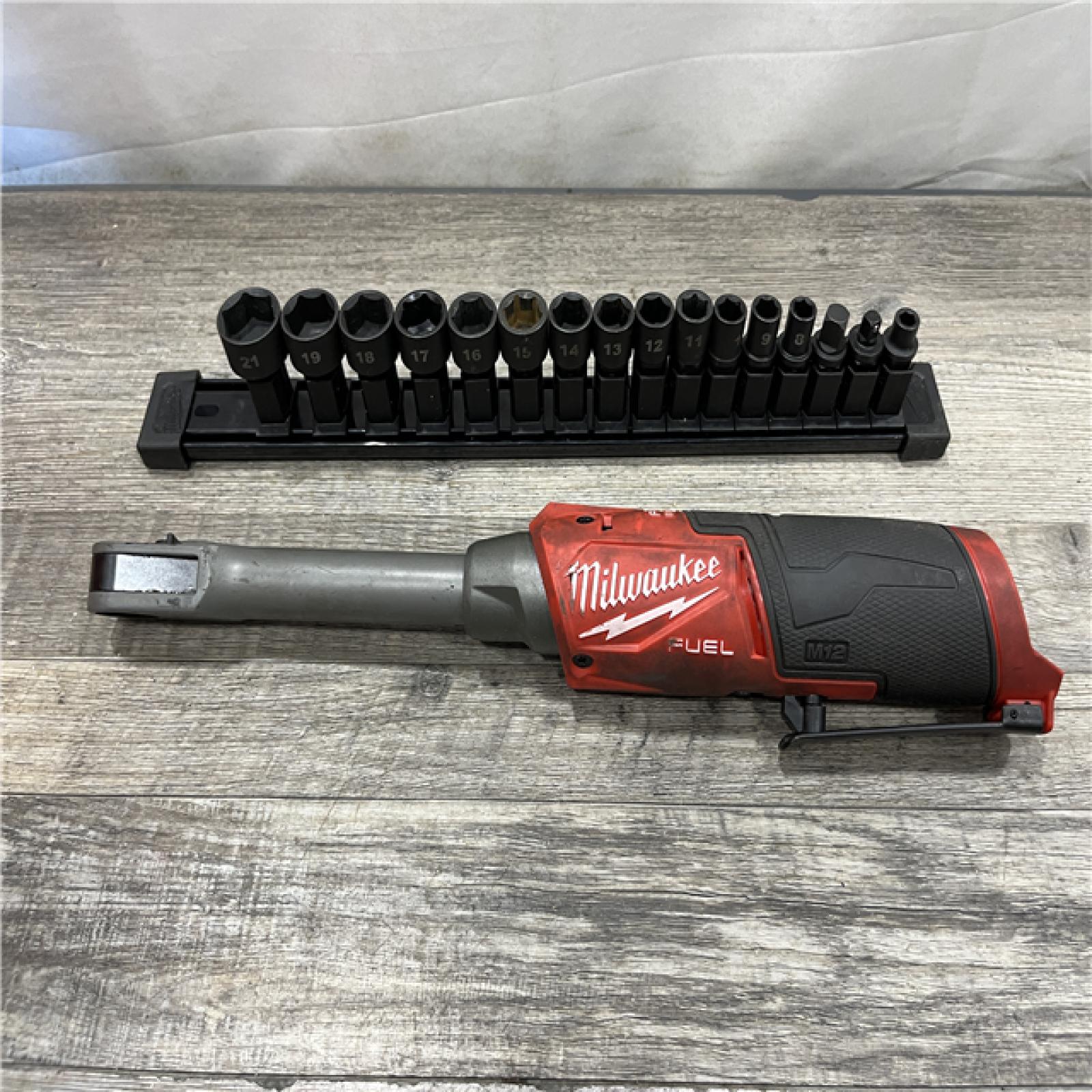 AS-IS Milwaukee FUEL INSIDER 12V Lithium-Ion Brushless Cordless 1/4 in. - 3/8 in. Extended Reach Box Ratchet (Tool-Only)