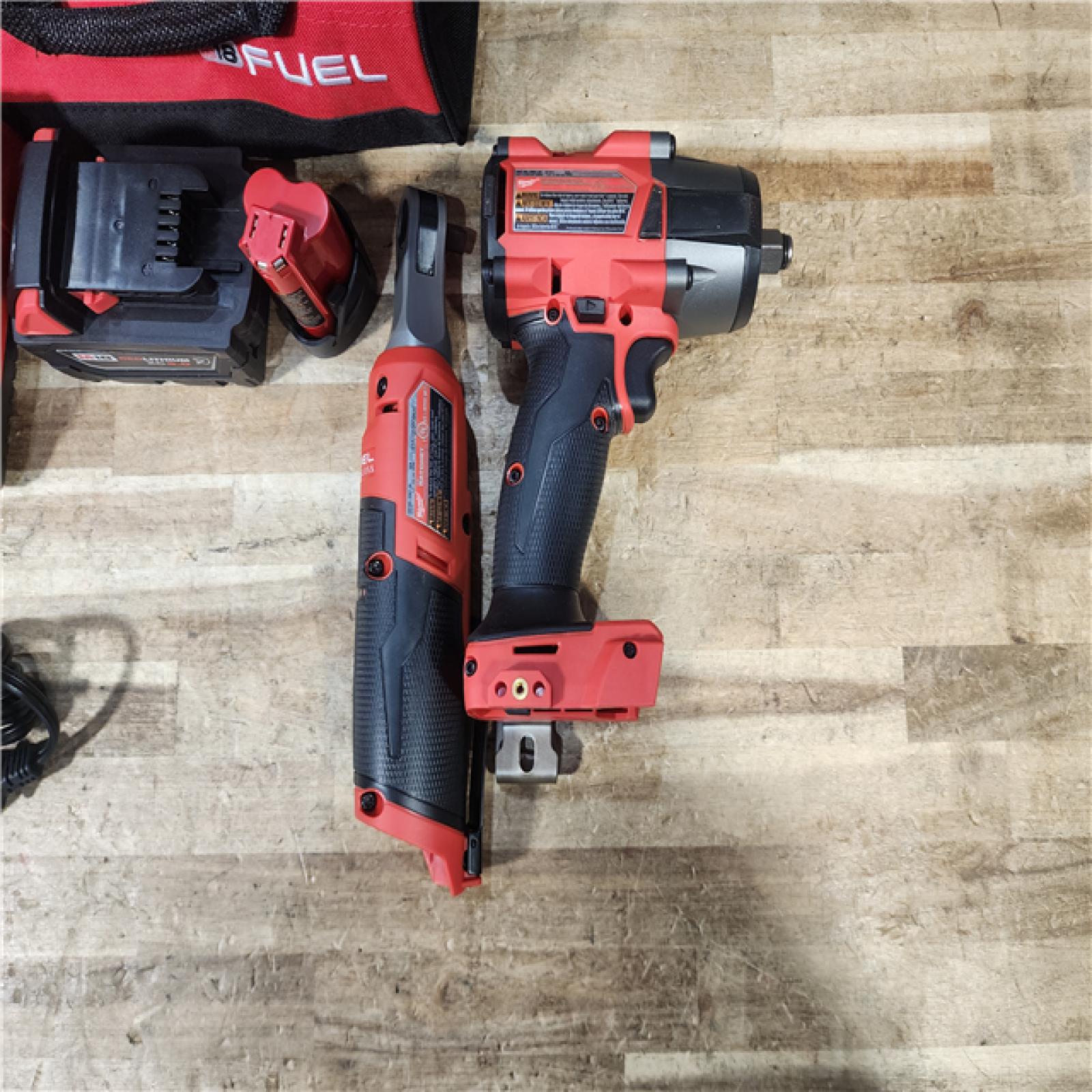 HOUSTON LOCATION - AS - IS Milwaukee FUEL 18V Cordless Mid Torque 1/2 in. Impact Wrench w/ 12 FUEL 3/8 in. Ratchet Combo Kit