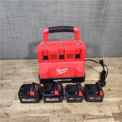 HOUSTON LOCATION - AS-IS Milwaukee 18-Volt Lithium-Ion Battery Pack (2) 5.0Ah and High Output Battery Pack (2) 6.0Ah with PACKOUT 6-Port Rapid Charger