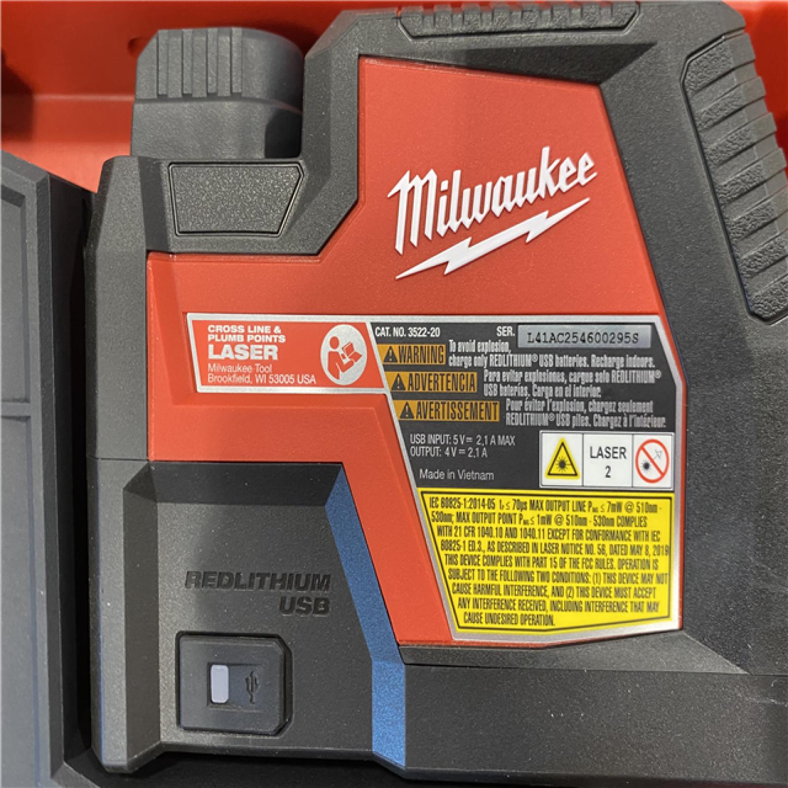 AS-IS Milwaukee Green 100 ft. Cross Line and Plumb Points Rechargeable Laser Level with REDLITHIUM Lithium-Ion