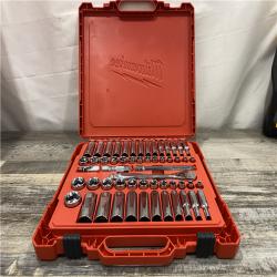 AS-IS Milwaukee 3/8 in. Drive SAE/Metric Ratchet and Socket Mechanics Tool Set (56-Piece)