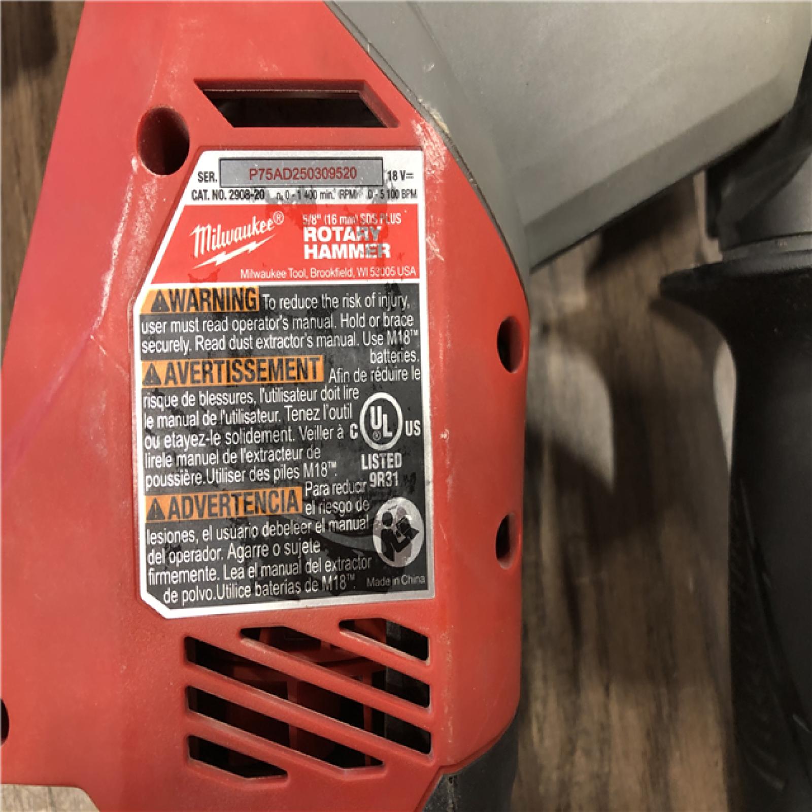 AS-IS Milwaukee FUEL 18V Lithium-Ion Brushless Cordless 5/8 in. SDS-Plus Rotary Hammer (Tool-Only)