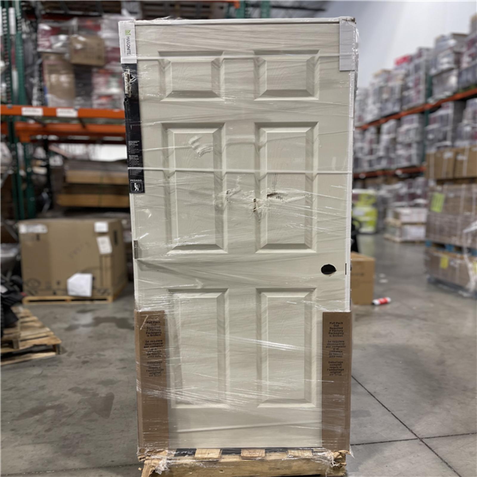 DALLAS LOCATION- AS-IS MASONITE 30 In. X 80 In. X 4-9/16 In. Primed 6-Panel Single Prehung Interior Door PALLET (6 UNITS)