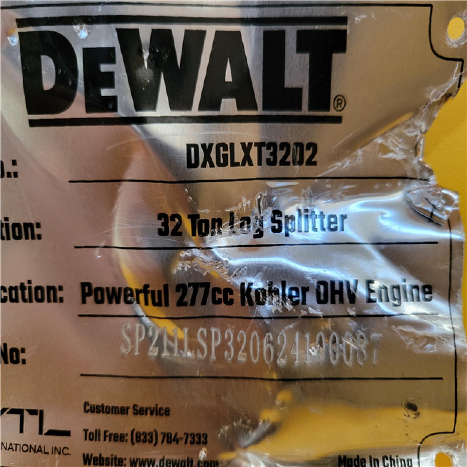 CALIFORNIA AS-IS DEWALT 32 TON LOG SPLITTER