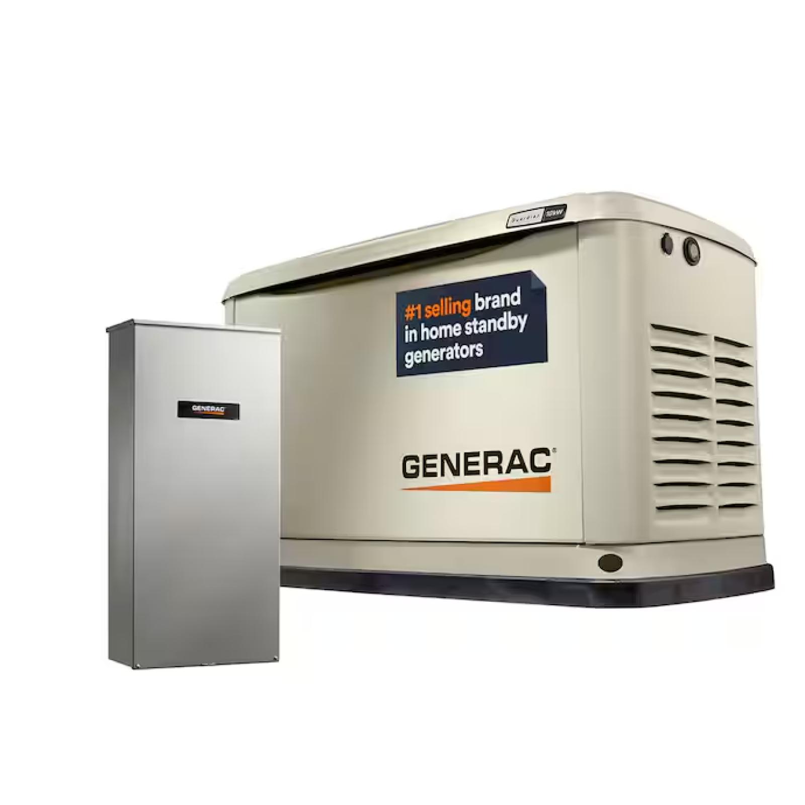 DALLAS LOCATION- NEW1- Generac 10 000 Watt - Dual Fuel Air- Cooled Whole House Home Standby Generator  Smart Home Monitoring  100-AMP Transfer Switch