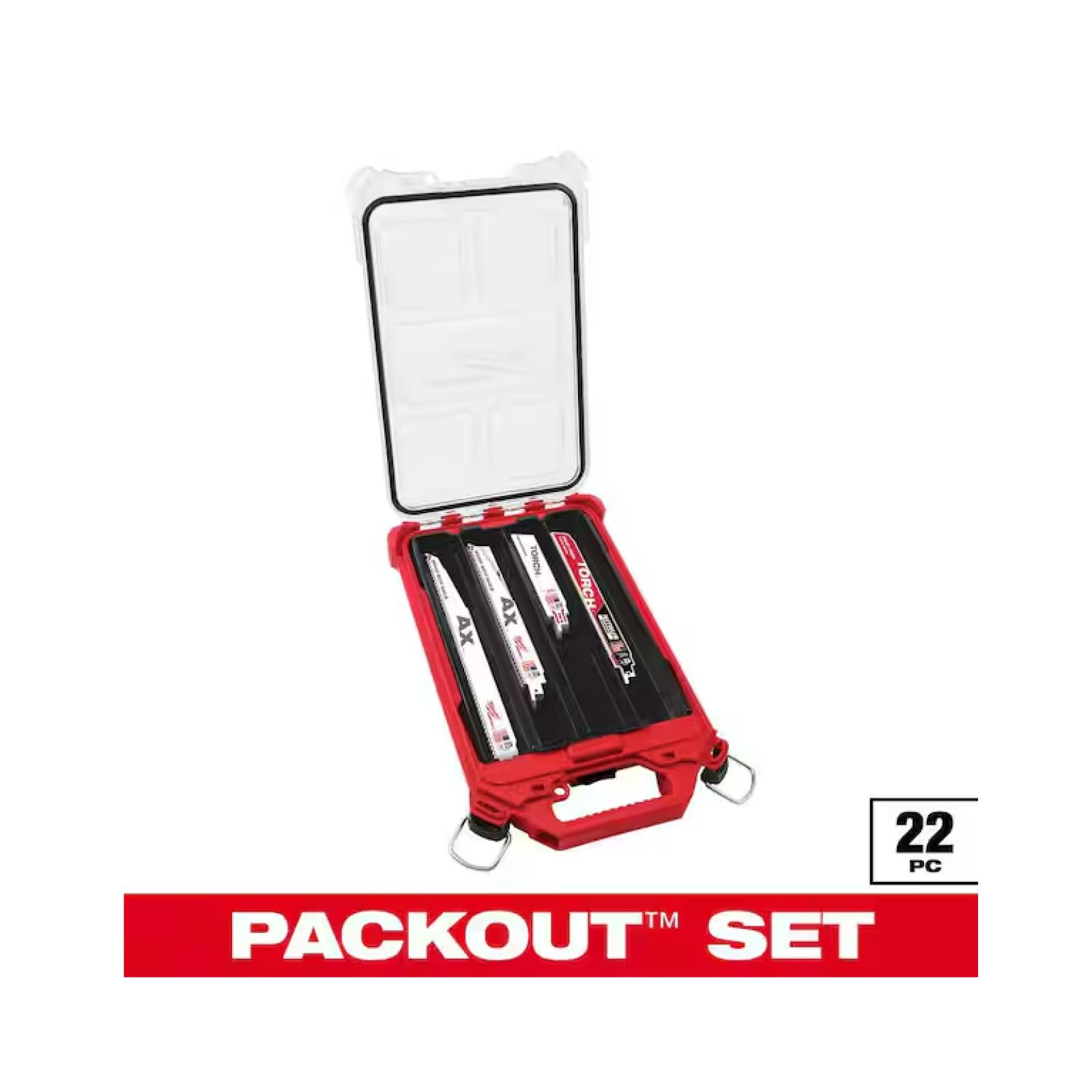 NEW! - Milwaukee PACKOUT SAWZALL Reciprocating Saw Blade Set (22-Pack) with 9 in. 8 TPI Metal Cutting NITRUS Torch Blade-(3 SETS)