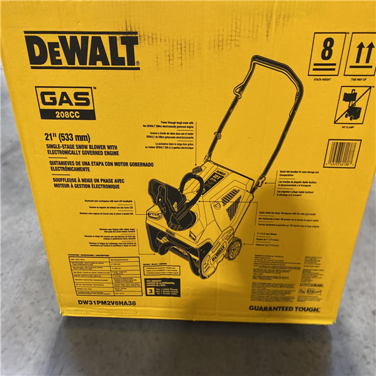 DALLAS LOCATION- NEW!- DEWALT 21 in. 208 cc E-Gov Electric Start Gas Single-Stage Snow Blower