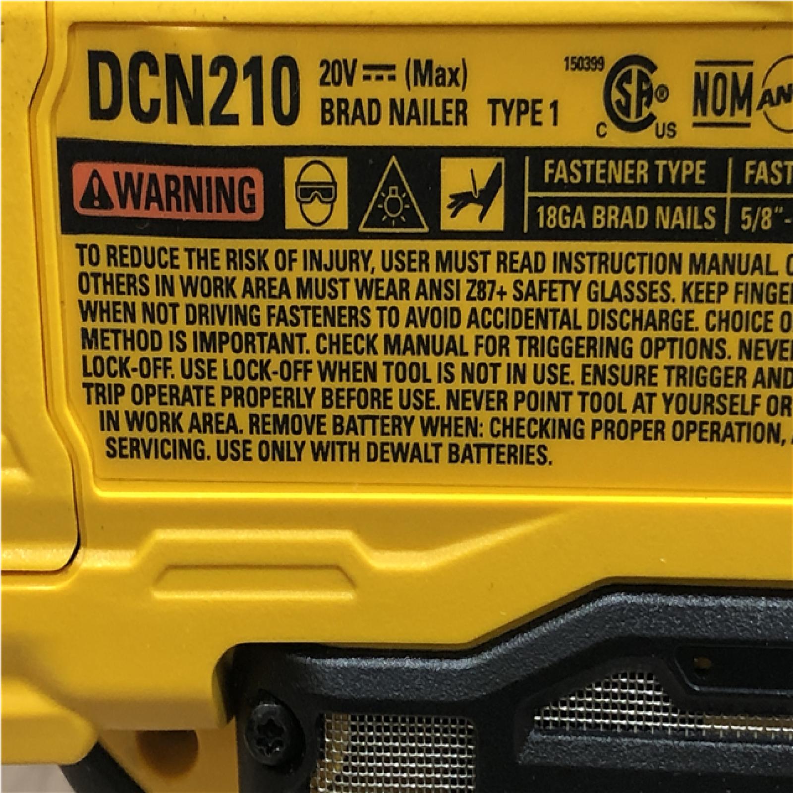 DEWALAS-IS T 20V MAX XR 18 Gauge Cordless Brad Nailer (Tool Only)