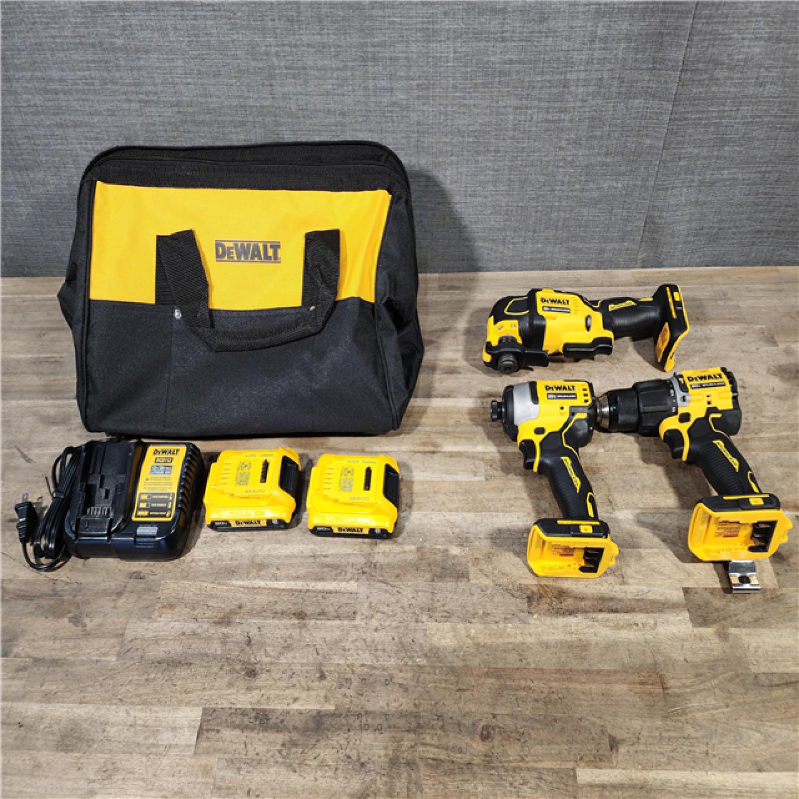 HOUSTON LOCATION - AS-IS DeWalt 20V MAX ATOMIC Cordless Brushless 3-Tool Combo Kit