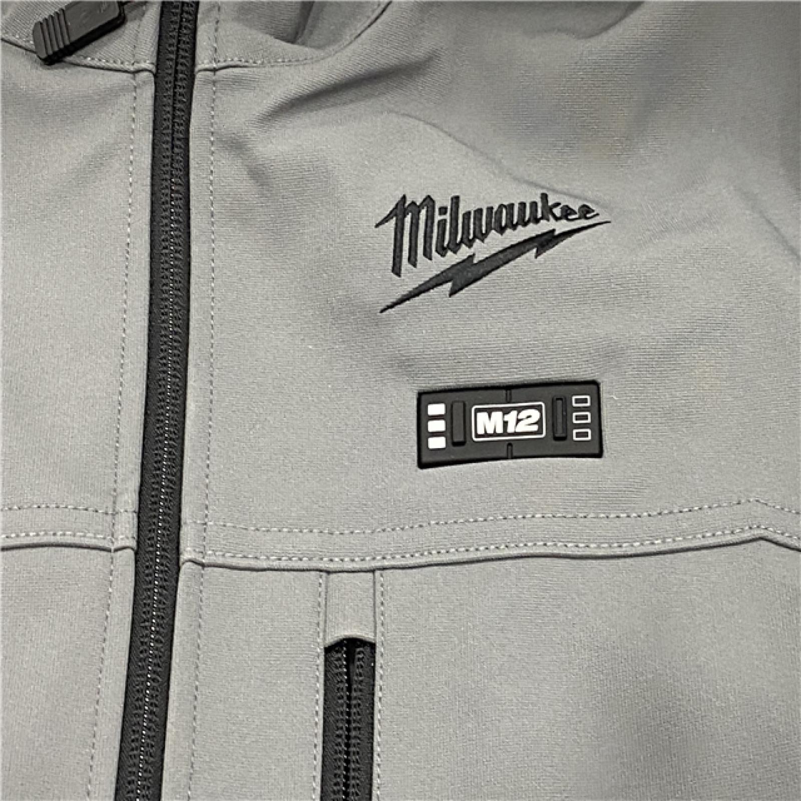 AS-IS Milwaukee Men's Large 12-Volt Lithium-Ion Cordless Tough Shell Gray Heated Jacket Kit