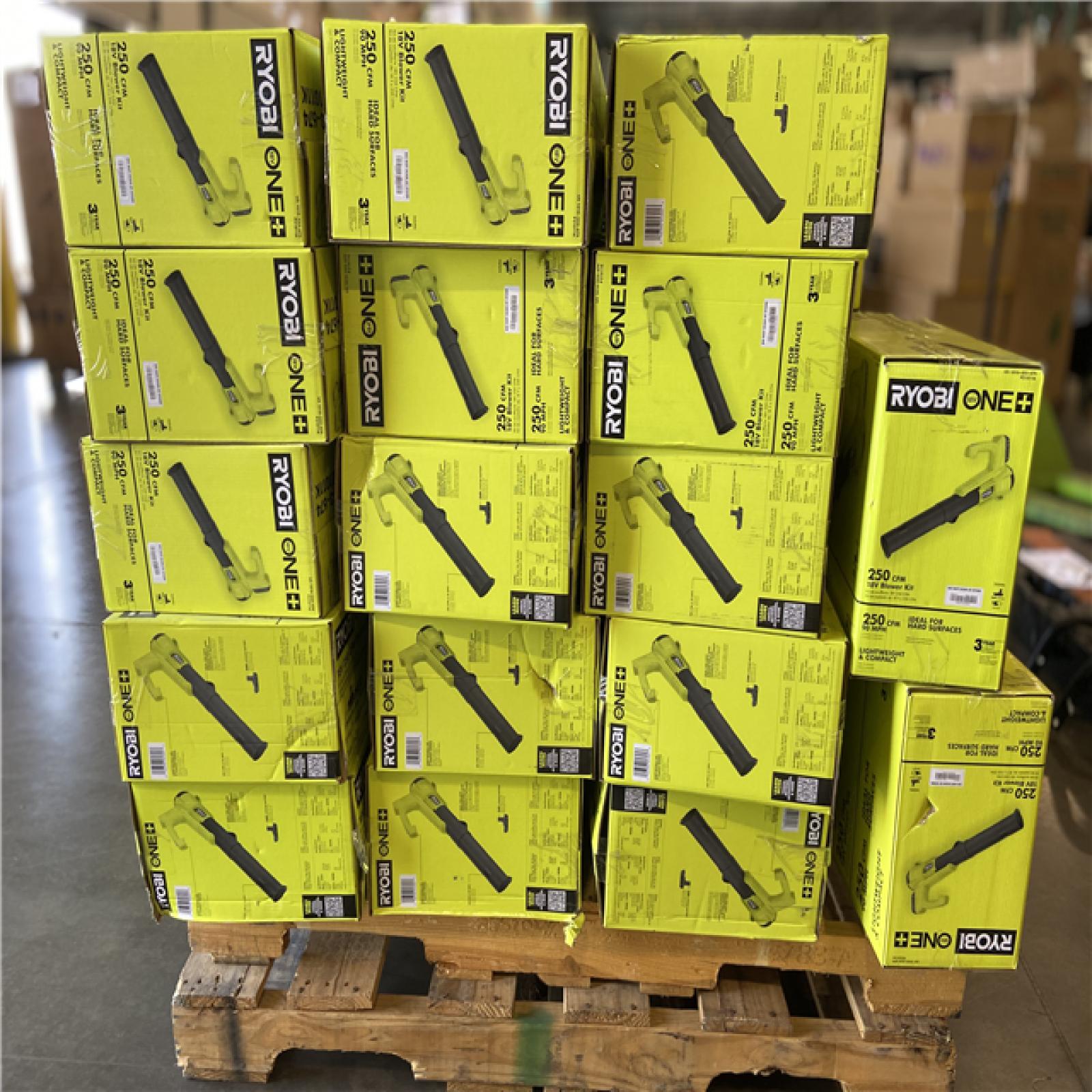 DALLAS LOCATION -NEW! RYOBI ONE+ 18V 90 MPH 250 CFM Cordless Battery Leaf Blower/Sweeper with 2.0 Ah Battery and Charger -(35 UNITS)