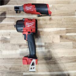 HOUSTON LOCATION - AS-IS Milwaukee FUEL 18V Cordless Mid Torque 1/2 in. Impact Wrench w/ M12 FUEL 3/8 in. Ratchet & Battery/Charger Combo Kit