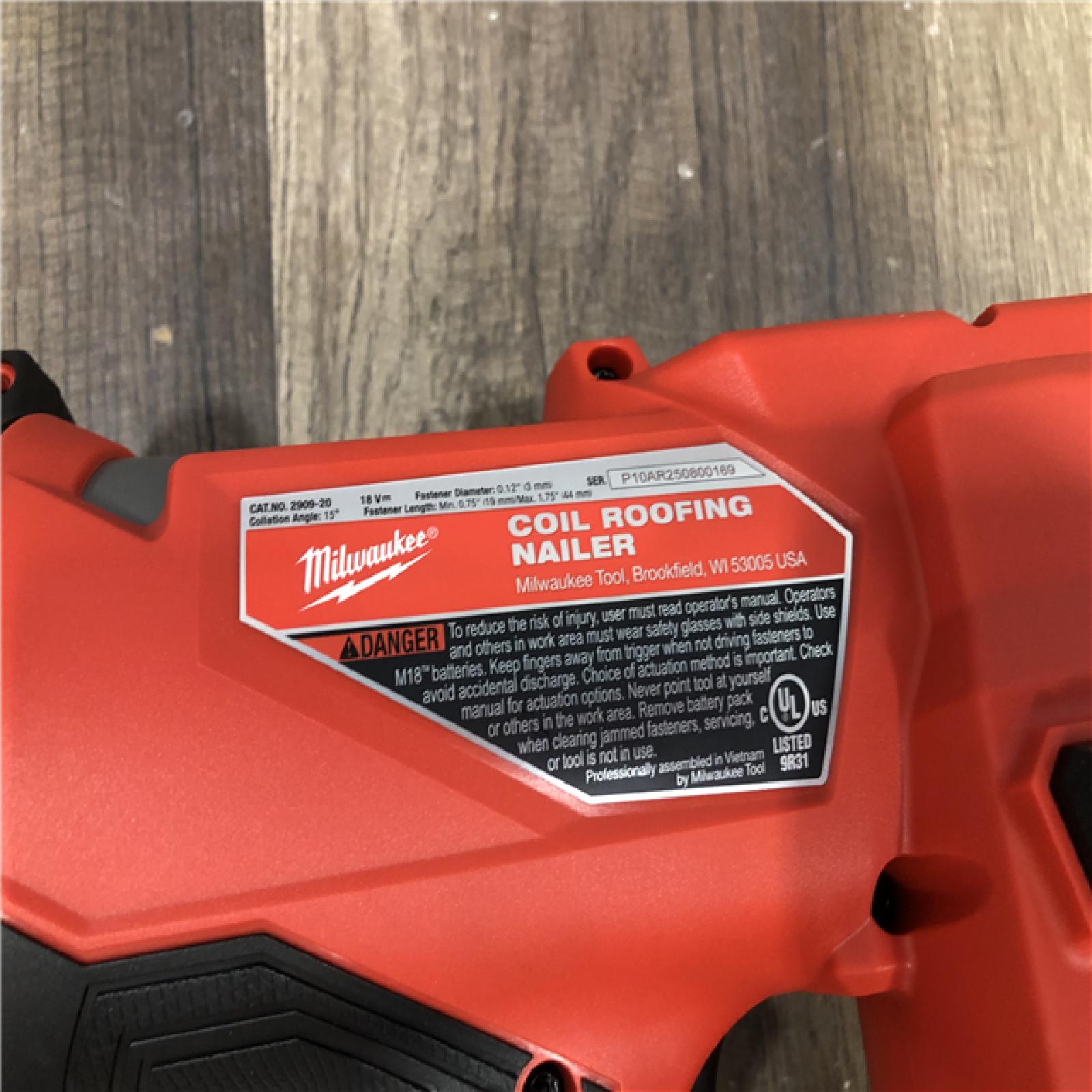 AS-IS Milwaukee FUEL 18-Volt Lithium-Ion Brushless Cordless Coil Roofing Nailer (Tool Only)