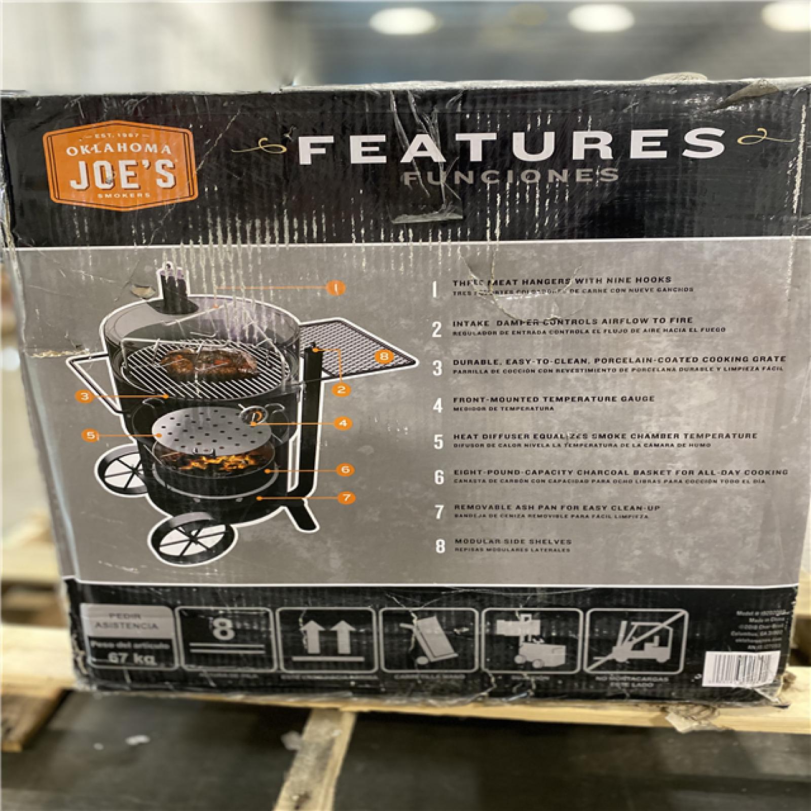 DALLAS LOCATION - NEW!  OKLAHOMA JOE'S Bronco Charcoal Drum Smoker Grill in Black with 284 sq. in. Cooking Space