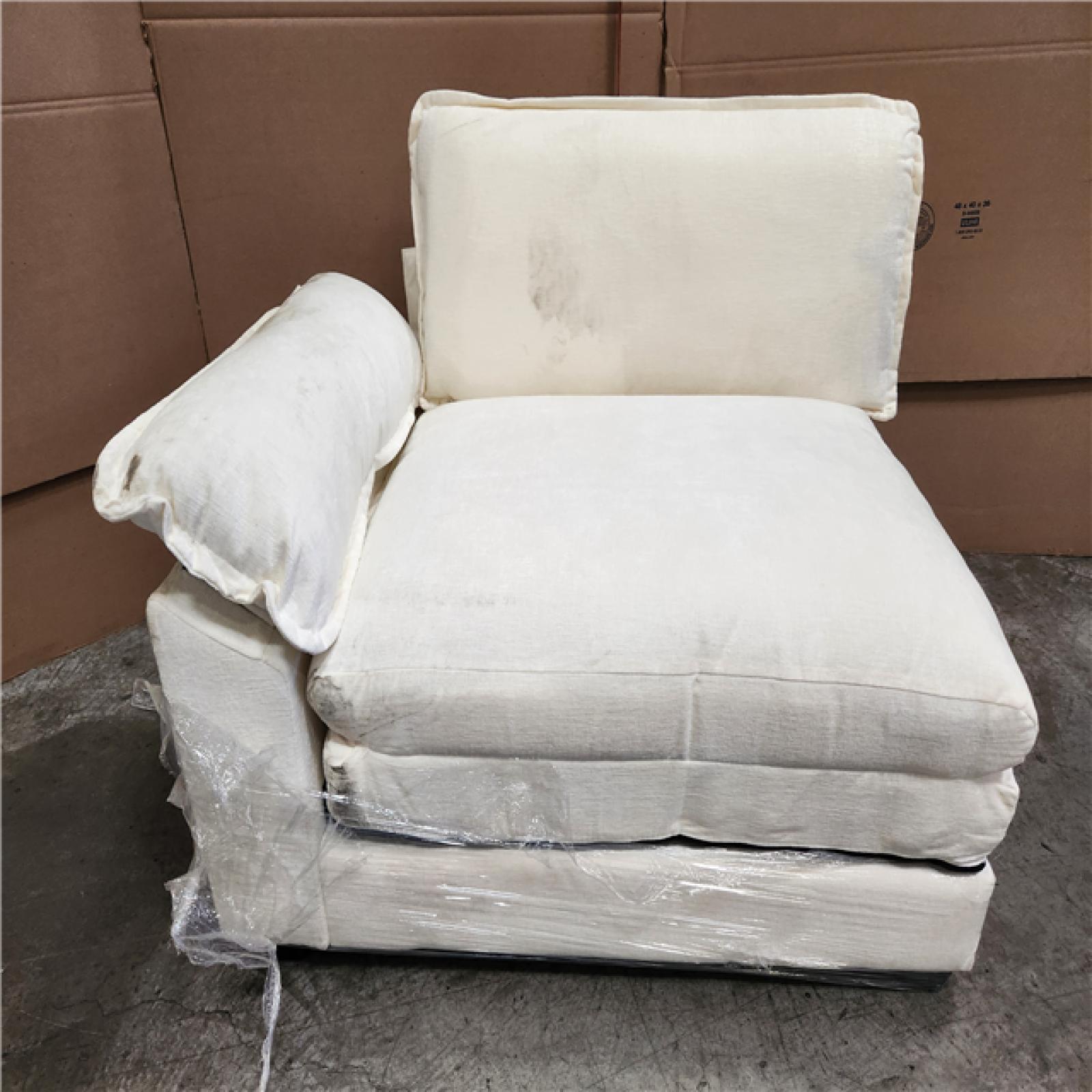 Phoenix Location AS-IS LACOO 118 in. Chenille Flared Arm L-Shaped Deluxe Pillow-Styled Modular Sectional Sofa in off White with Ottoman (Complete)