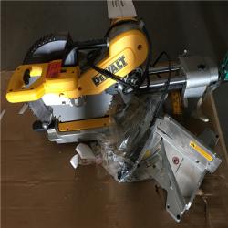 AS-IS DEWALT 15 Amp Corded 12 in. Double Bevel Sliding Compound Miter Saw with XPS Technology, Blade Wrench and Material Clamp