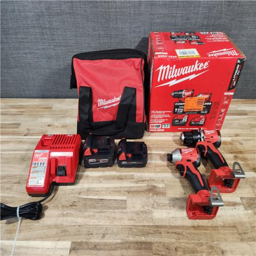 HOUSTON LOCATION - AS-IS Milwaukee 18-Volt Lithium-Ion Brushless Cordless Compact Hammer Drill/Impact Combo Kit