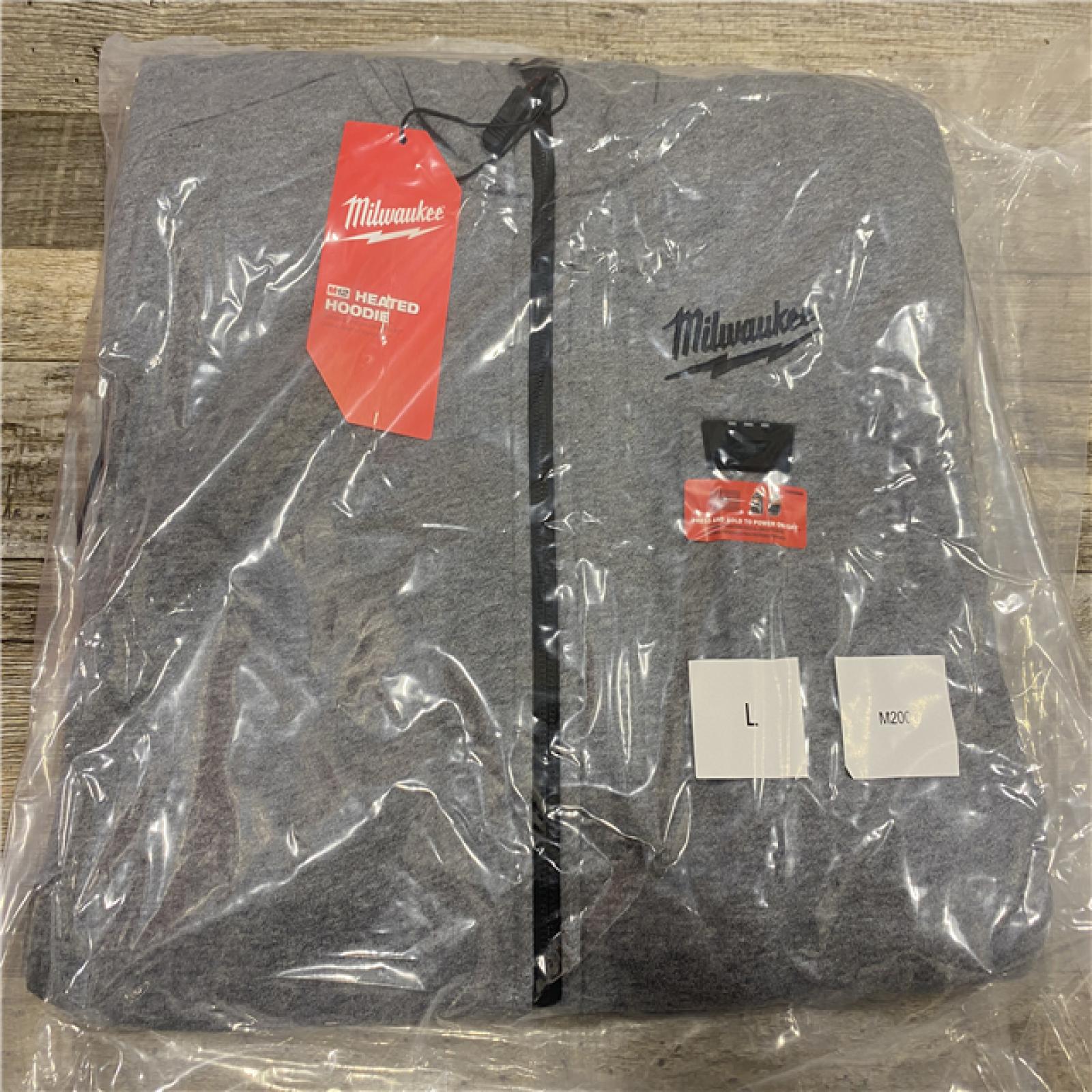 LIKE NEW -  Milwaukee Men's Large 12-Volt Lithium Ion Cordless Gray Heated Hooded Jacket (Jacket Only)