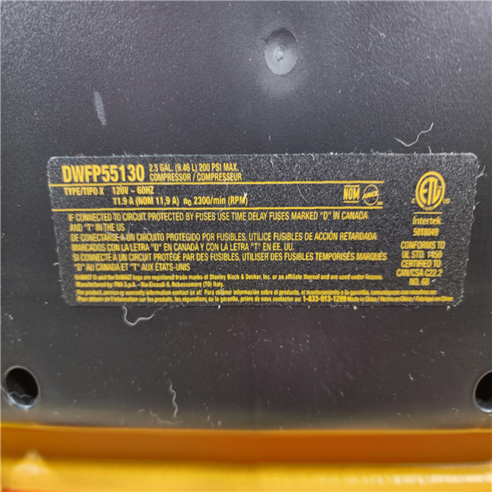 HOUSTON LOCATION - AS - IS DEWALT 2.5 Gal. Portable Electric Heavy Duty 200 PSI Quiet Air Compressor