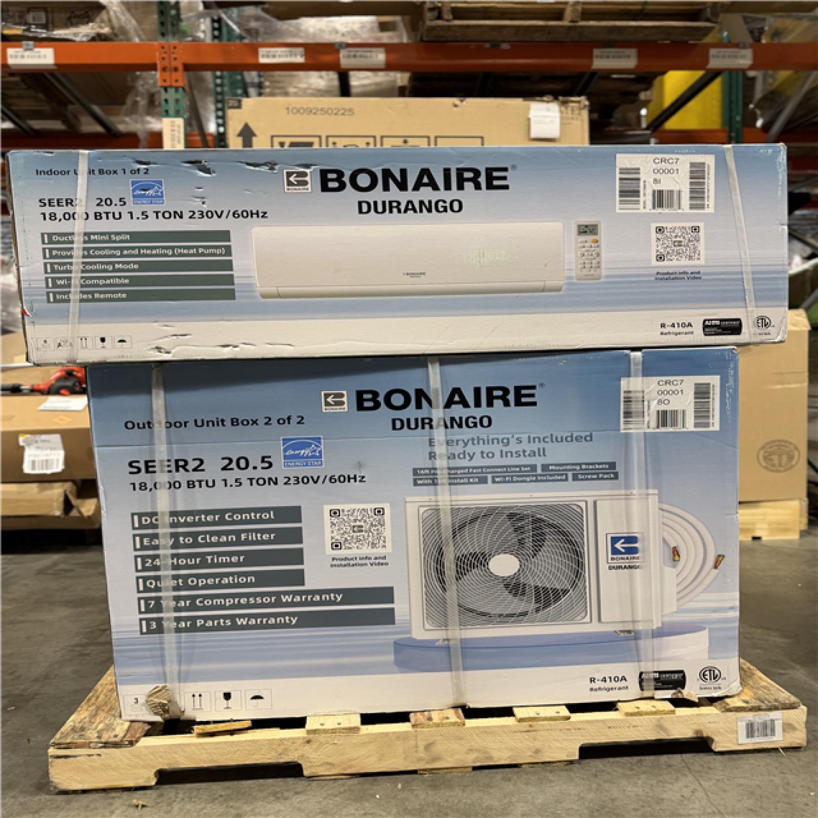 DALLAS LOCATION - NEW! BONAIRE DURANGO 18000 BTU 1.5 TON MINI SPLIT