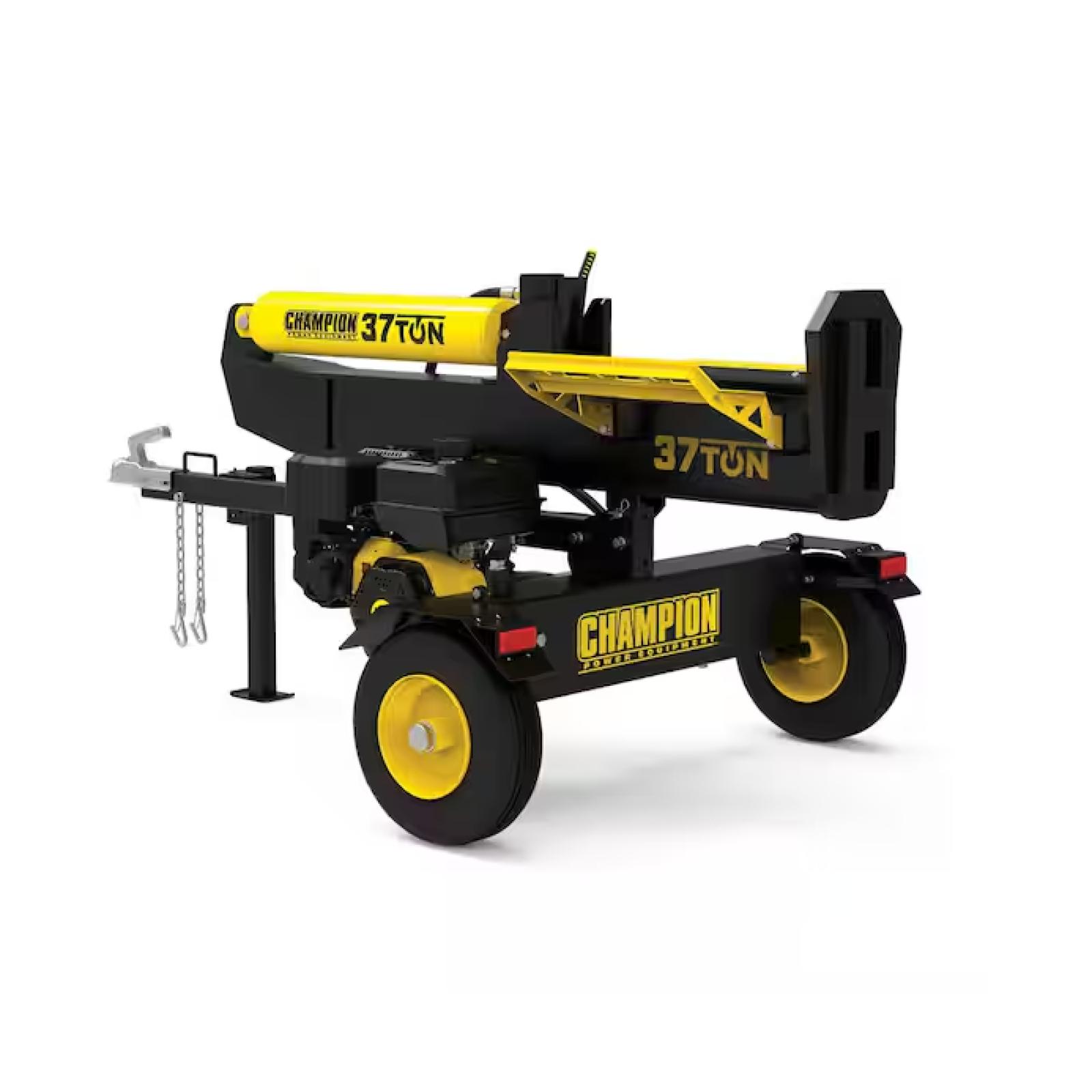 DALLAS LOCATION - Champion Power Equipment 37 Ton 338 cc Gas Powered Full Beam Log Splitter w/ Vertical/Horizontal Operation and Auto Return with Hydraulic Oil