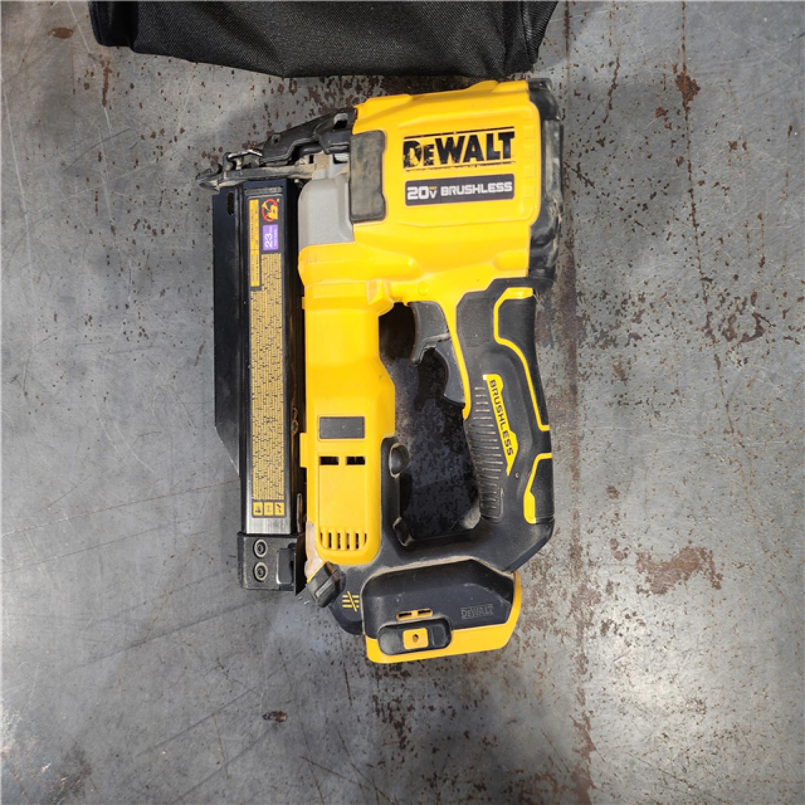HOUSTON LOCATION - AS-IS DEWALT ATOMIC 20V MAX Lithium Ion Cordless 23 Gauge Pin Nailer Kit with 2.0Ah Battery and Charger