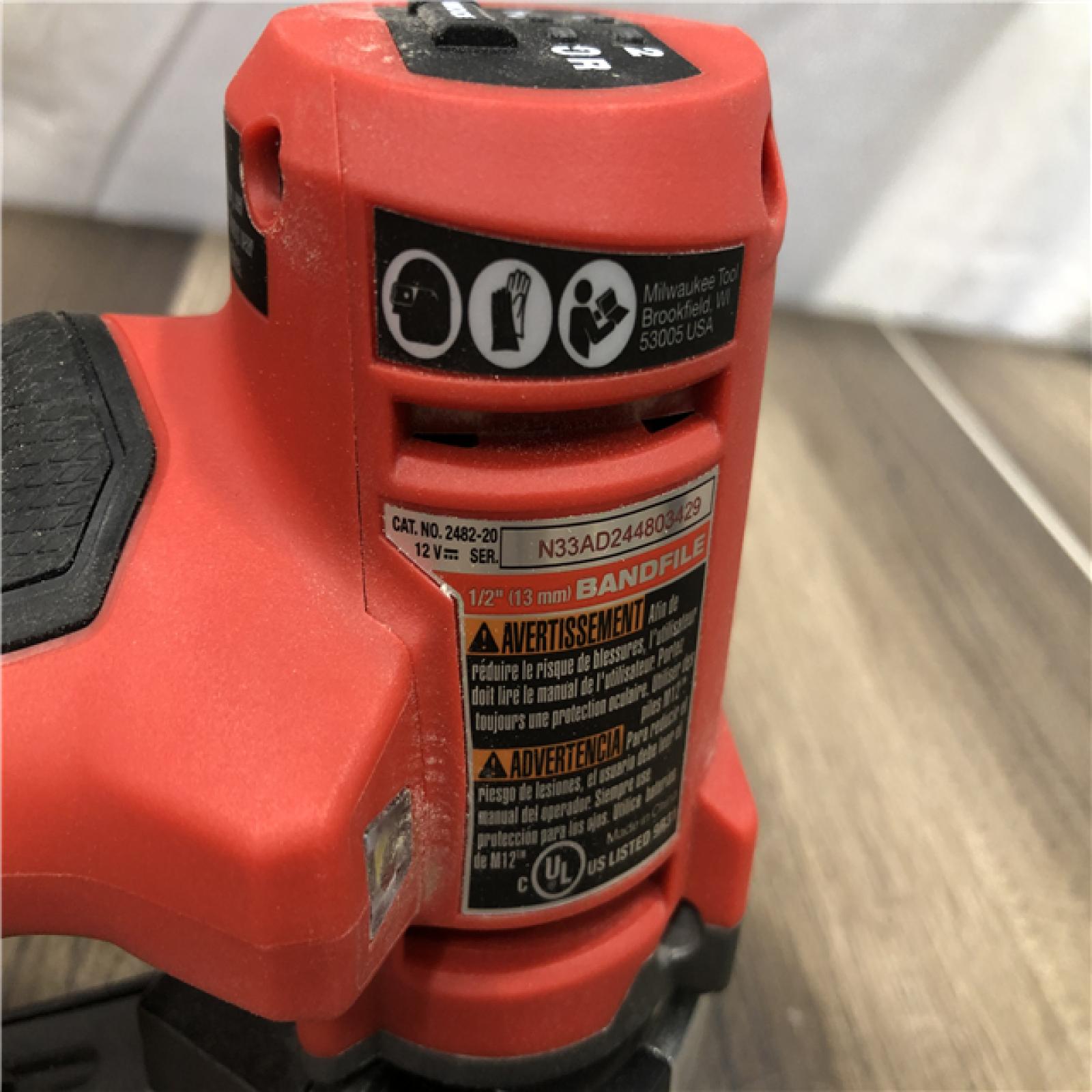 AS-IS Milwaukee FUEL 12V Lithium-Ion Brushless Cordless 1/2 in. x 18 in. Bandfile (Tool-Only)