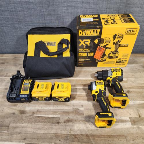 HOUSTON LOCATION - AS-IS DEWALT 20V MAX XR Hammer Drill and ATOMIC Impact Driver 2 Tool Cordless Combo Kit with (2) 4.0Ah Batteries, Charger, and Bag