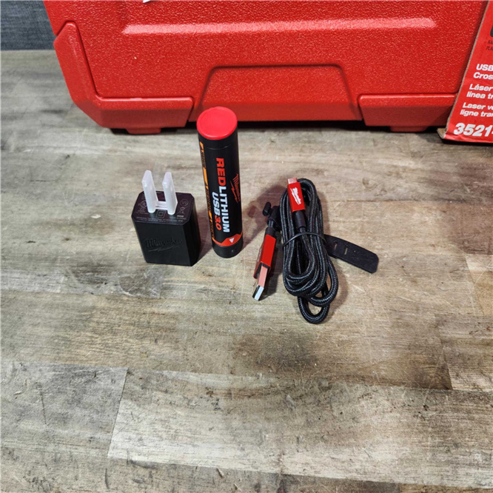 HOUSTON LOCATION - AS-IS (APPEARS LIKE NEW) Milwaukee 100 ft. REDLITHIUM Lithium-Ion USB Green Rechargeable Cross Line Laser Level with Charger