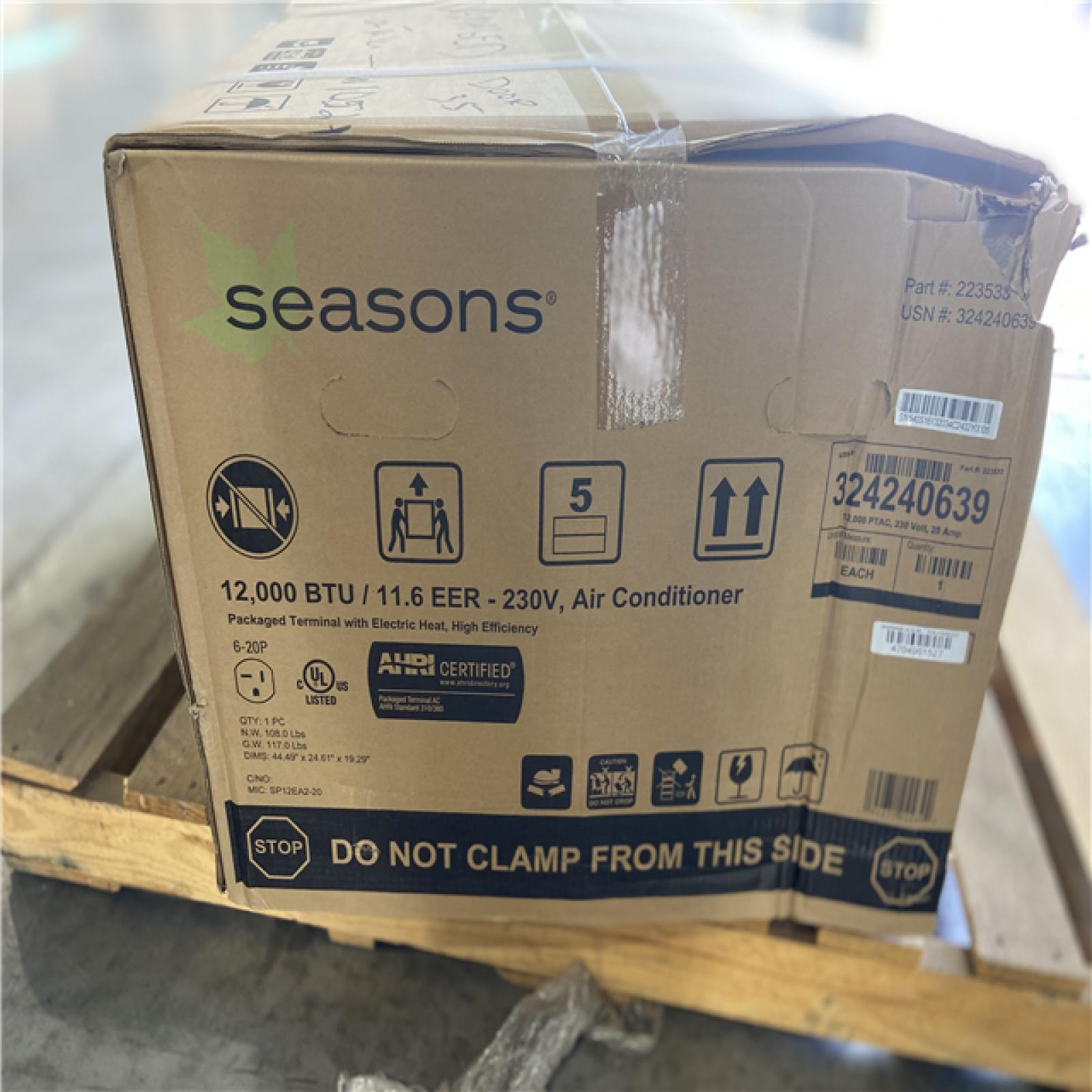 DALLAS LOCATION - Seasons 12000 BTU 230/208 V 20-Amp Electric Heat/Cool