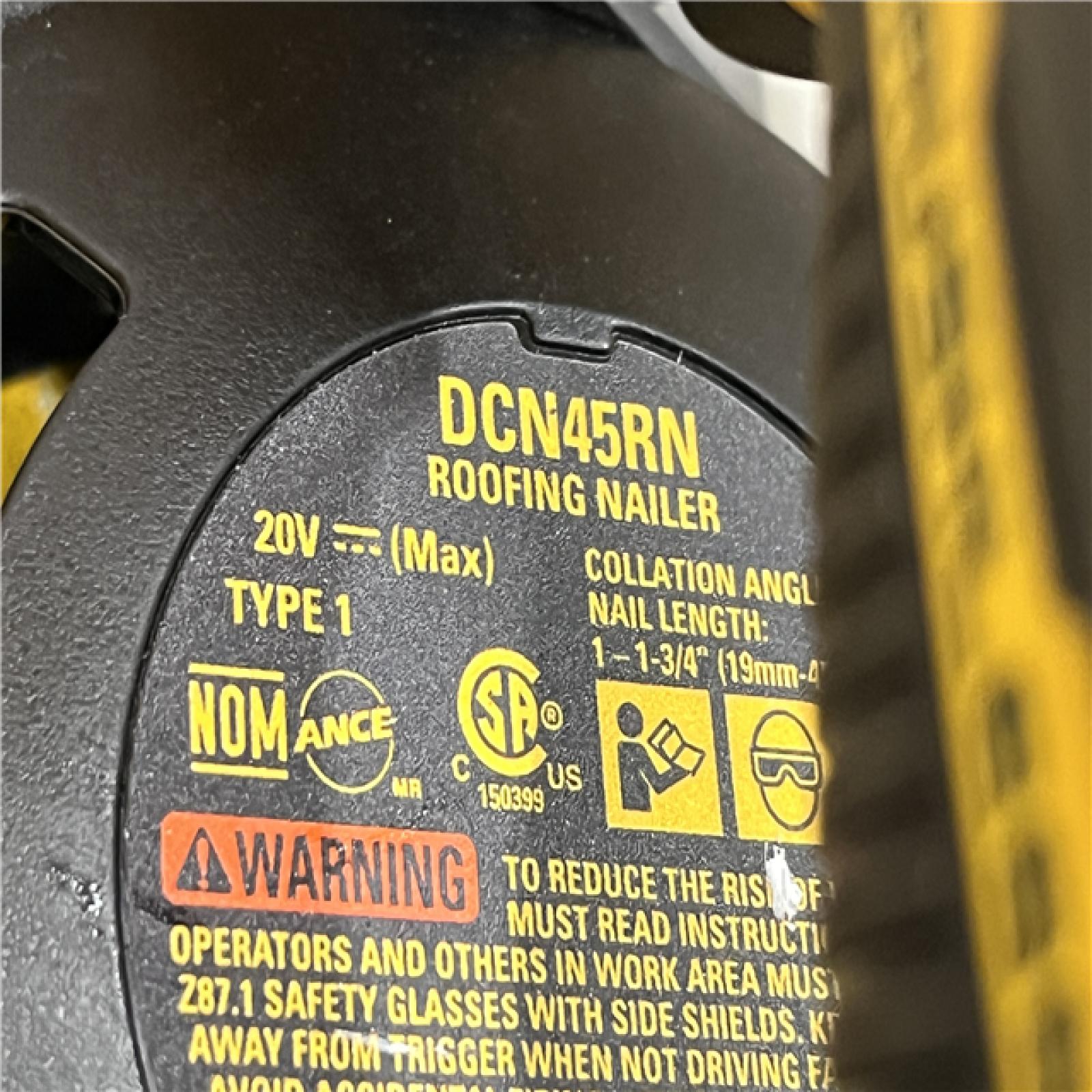 AS-IS DEWALT 20V MAX Lithium-Ion 15-Degree Electric Cordless Roofing Nailer Kit