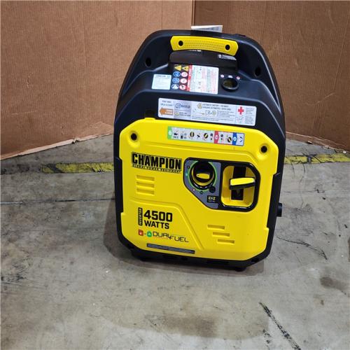 HOUSTON LOCATION - AS-IS CHAMPION 4500/3500-Watt Electric Start Gasoline/Propane Powered Dual Fuel Inverter Generator with Quiet Technology and CO Shield