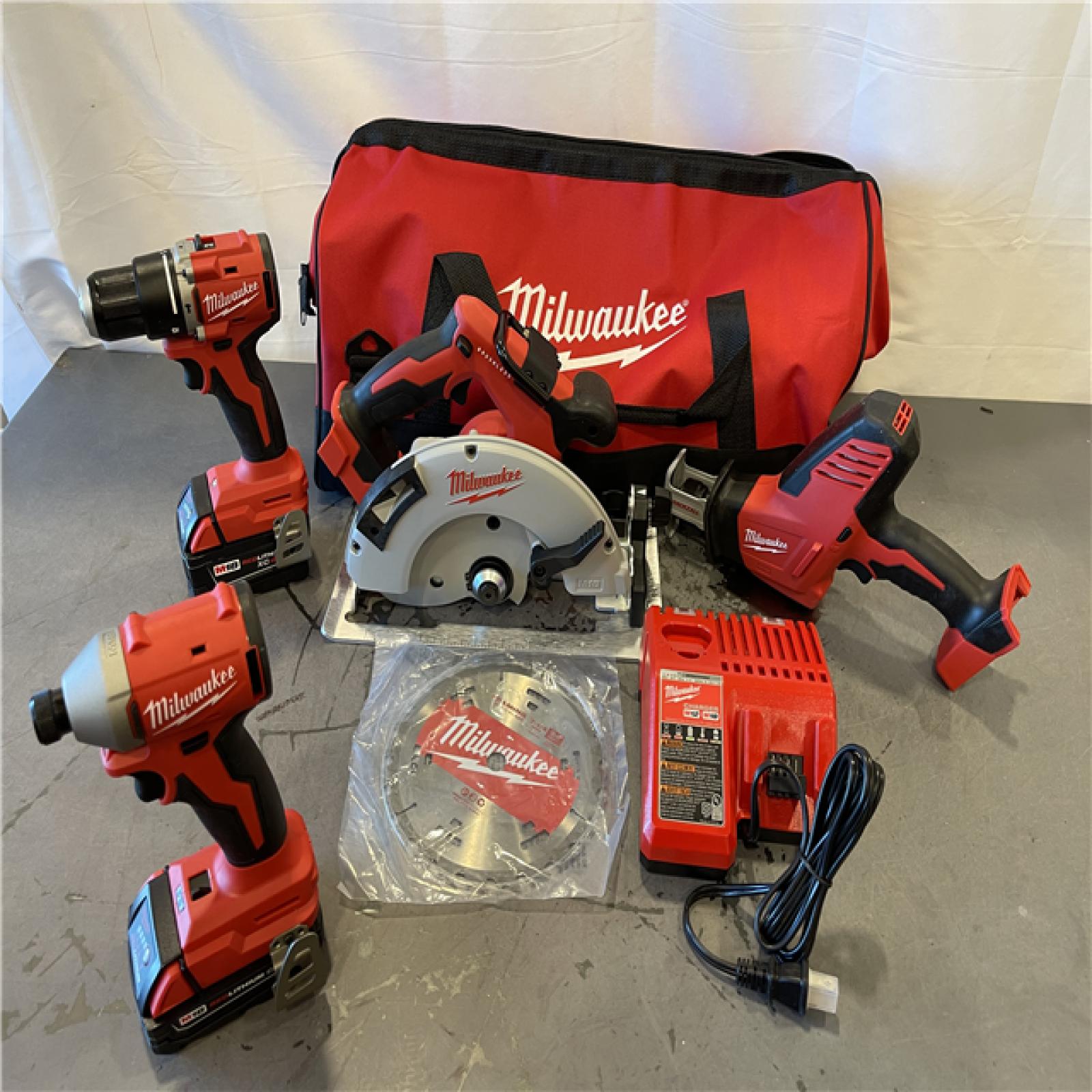 AS-IS - Milwaukee M18 18-Volt Lithium-Ion Brushless Cordless Combo Kit (4 Tool)