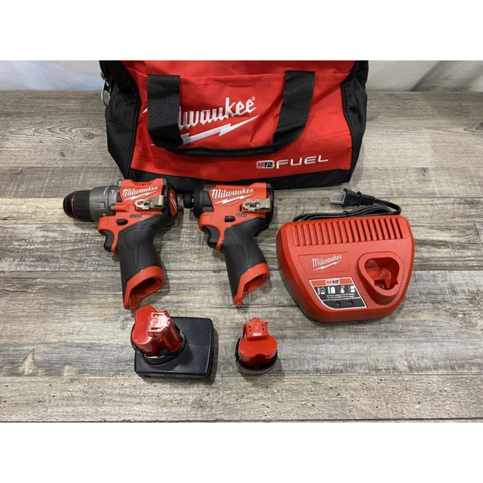 AS-IS Milwaukee FUEL 12-Volt Lithium-Ion Brushless Cordless Hammer Drill and Impact Driver Combo Kit