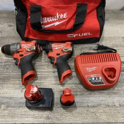 AS-IS Milwaukee FUEL 12-Volt Lithium-Ion Brushless Cordless Hammer Drill and Impact Driver Combo Kit