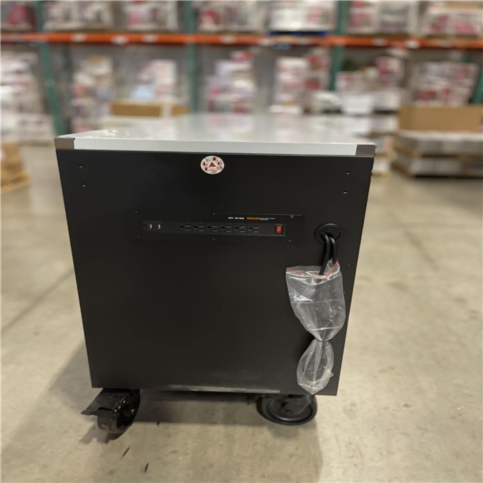 DALLAS LOCATION -HUSKY Tool Storage 84 in. W x 24 in. D Heavy Duty Mobile Workbench Tool Chest with Stainless Steel Work Top in Matte Black